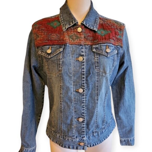 Vintage North River Southwest Tapestry Denim Jacket (S) - Picture 12 of 13